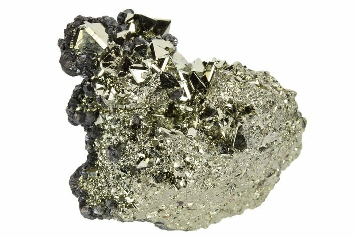 Octahedral Pyrite Crystal Cluster with Sphalerite - Peru #173500
